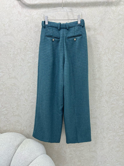 C 25 New plaid tweed straight leg pants (lined with silk version)