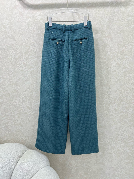 C 25 New plaid tweed straight leg pants (lined with silk version)