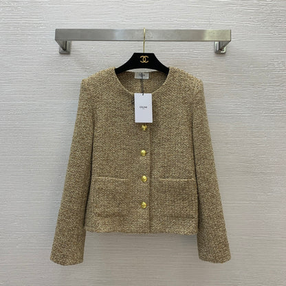Ce 25 Gold button round neck short long sleeve jacket