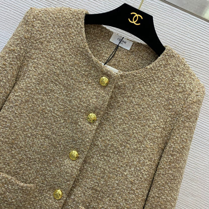 Ce 25 Gold button round neck short long sleeve jacket