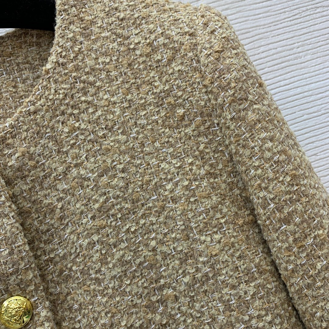 Ce 25 Gold button round neck short long sleeve jacket
