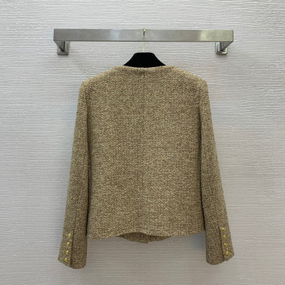 Ce 25 Gold button round neck short long sleeve jacket