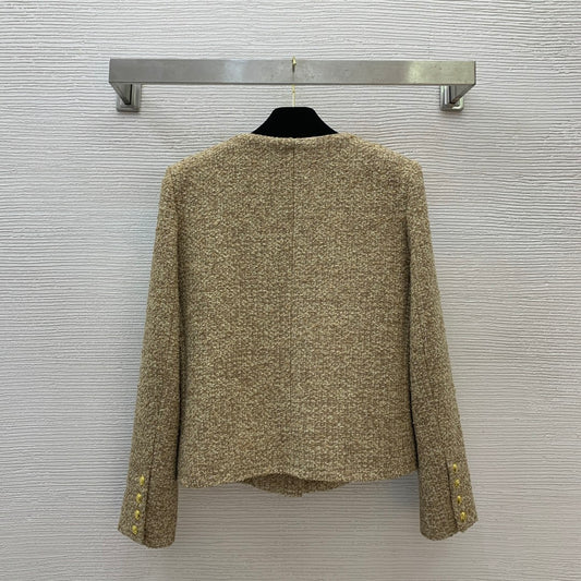 Ce 25 Gold button round neck short long sleeve jacket
