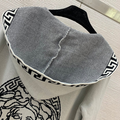 25 Medusa round portrait fashionable hooded mid length coat(GRAY/NAVY/KHAKI)