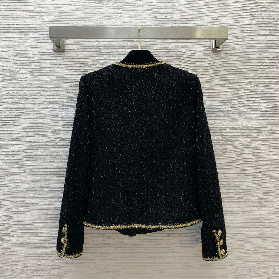 C 25 Woven diamond grid ripple short long sleeved jacket