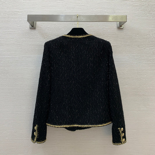 C 25 Woven diamond grid ripple short long sleeved jacket