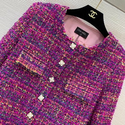 C 25 Purple tweed woven short jacket