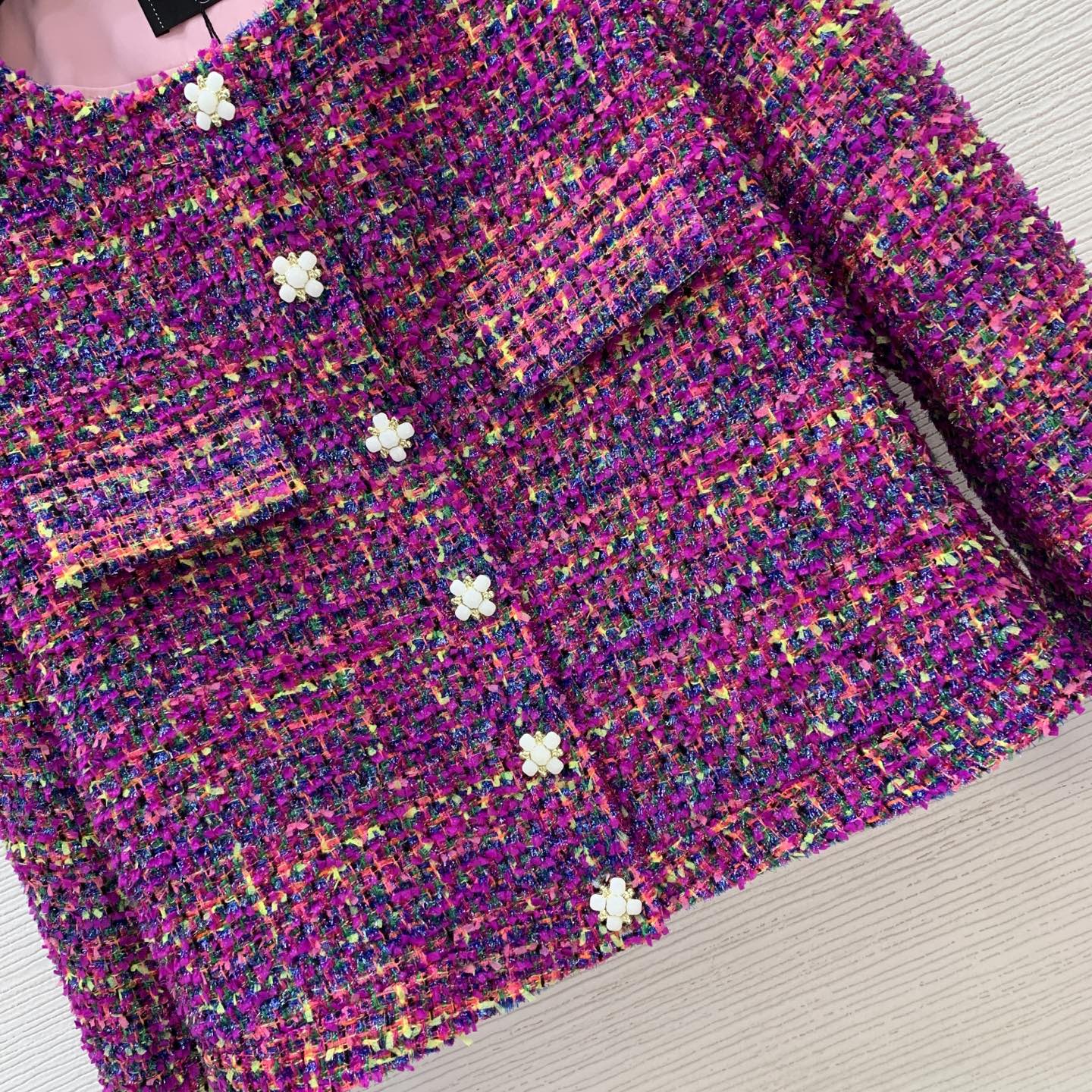 C 25 Purple tweed woven short jacket