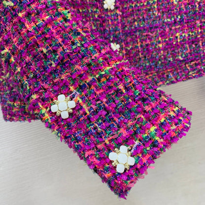 C 25 Purple tweed woven short jacket