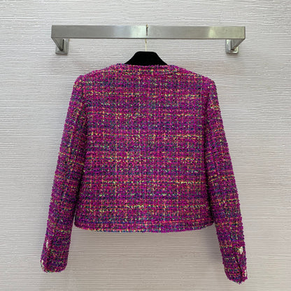 C 25 Purple tweed woven short jacket