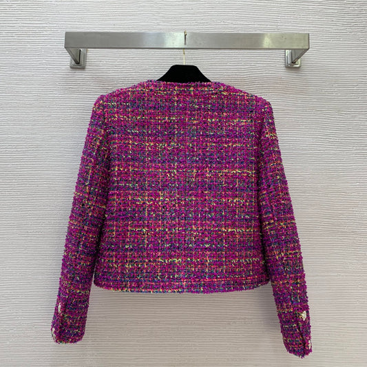 C 25 Purple tweed woven short jacket