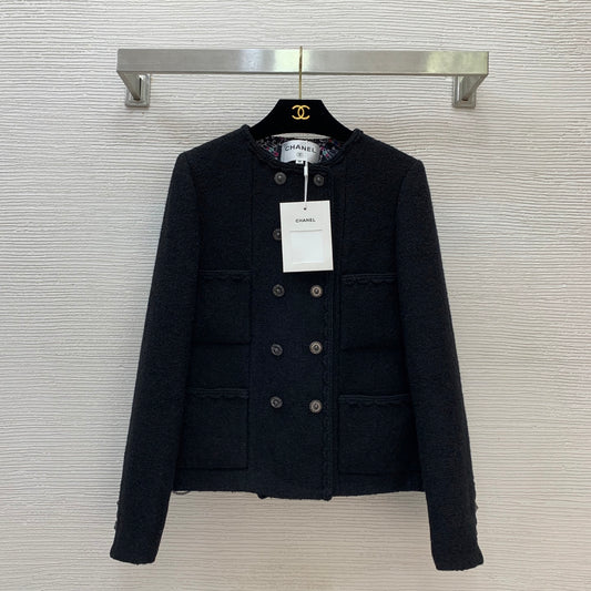 C 25 Colorful pin printed lining with coarse woolen short jacket