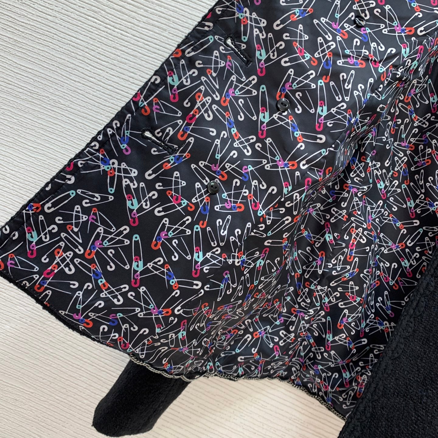 C 25 Colorful pin printed lining with coarse woolen short jacket