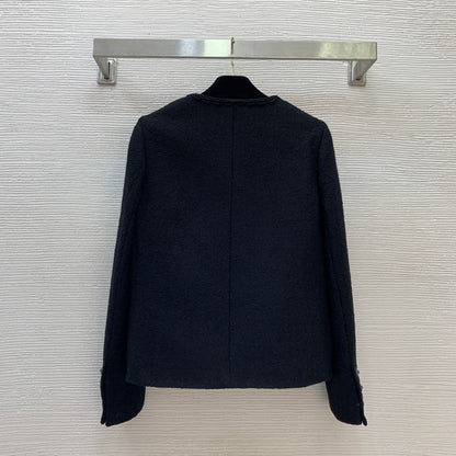 C 25 Colorful pin printed lining with coarse woolen short jacket
