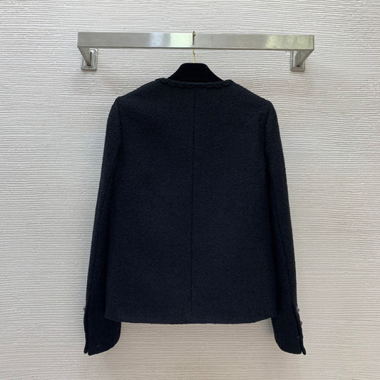 C 25 Colorful pin printed lining with coarse woolen short jacket