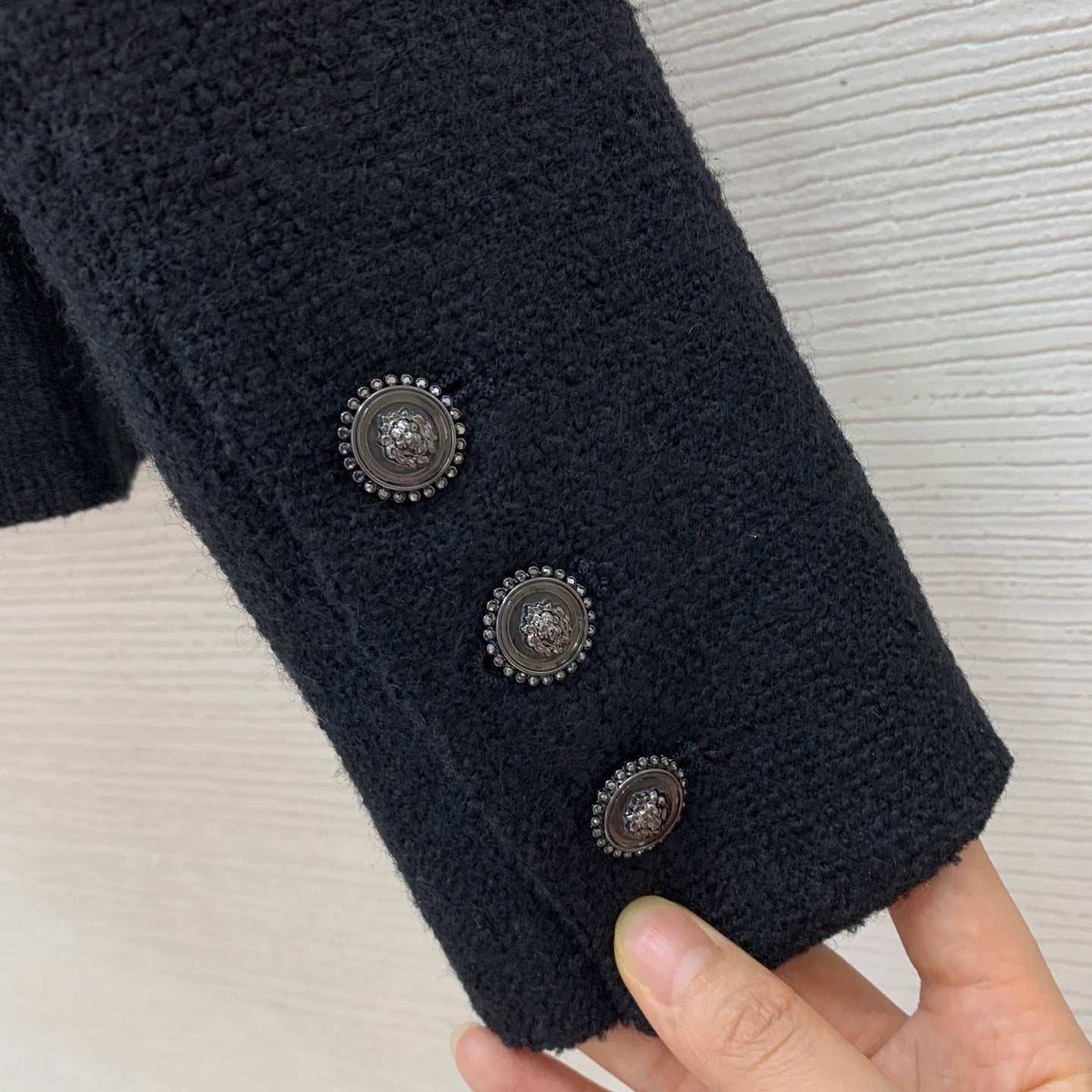 C 25 Colorful pin printed lining with coarse woolen short jacket