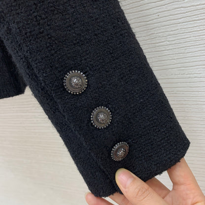 C 25 Colorful pin printed lining with coarse woolen short jacket
