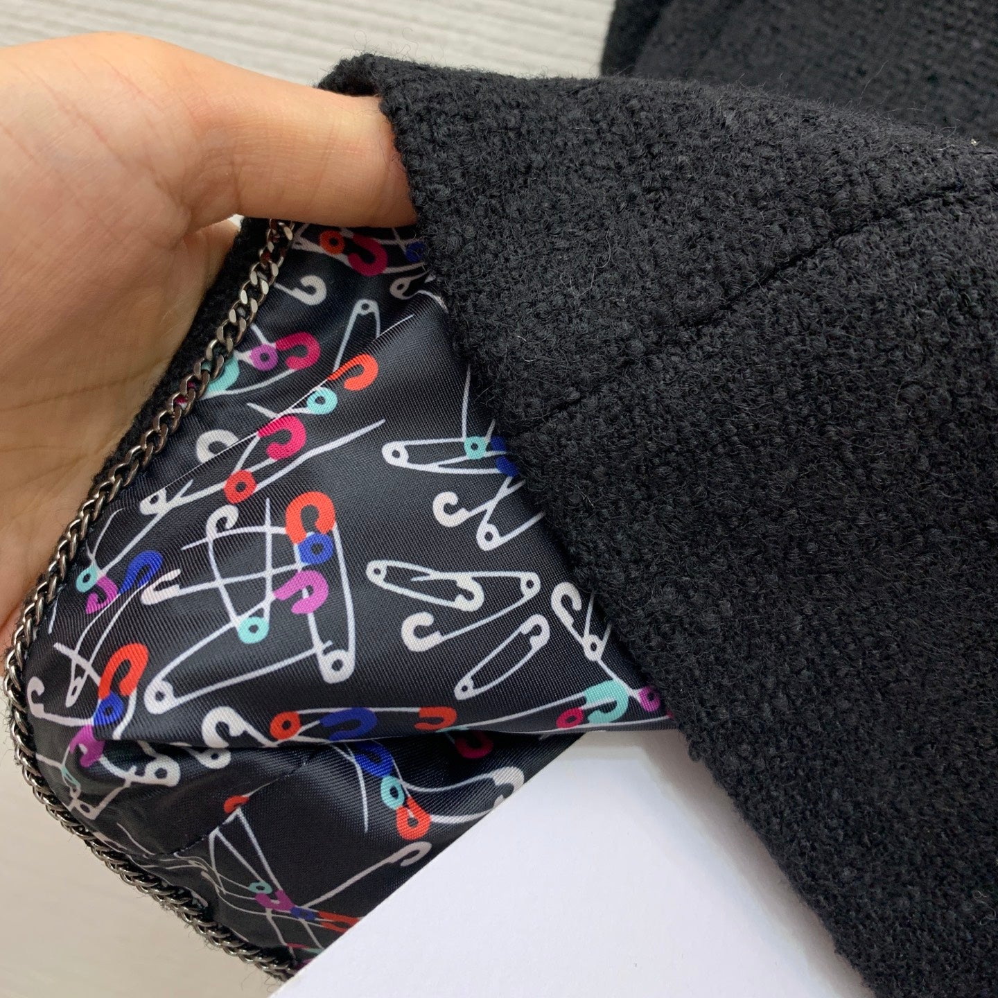 C 25 Colorful pin printed lining with coarse woolen short jacket