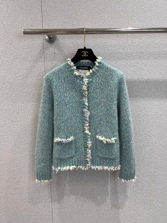 C 25B new light blue cashmere cardigan (high-end handmade workshop series)