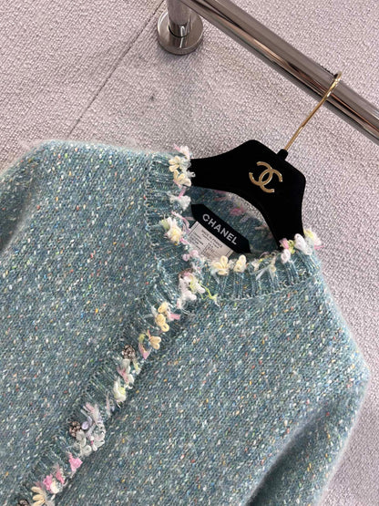 C 25B new light blue cashmere cardigan (high-end handmade workshop series)