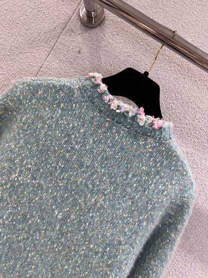 C 25B new light blue cashmere cardigan (high-end handmade workshop series)