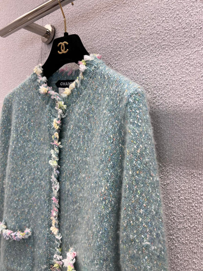 C 25B new light blue cashmere cardigan (high-end handmade workshop series)