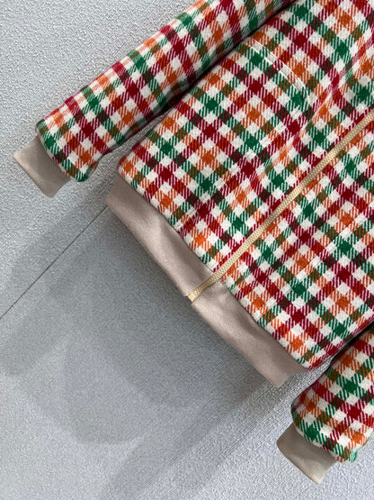 Mi 25Fw new color plaid lamb wool collar jacket jacket