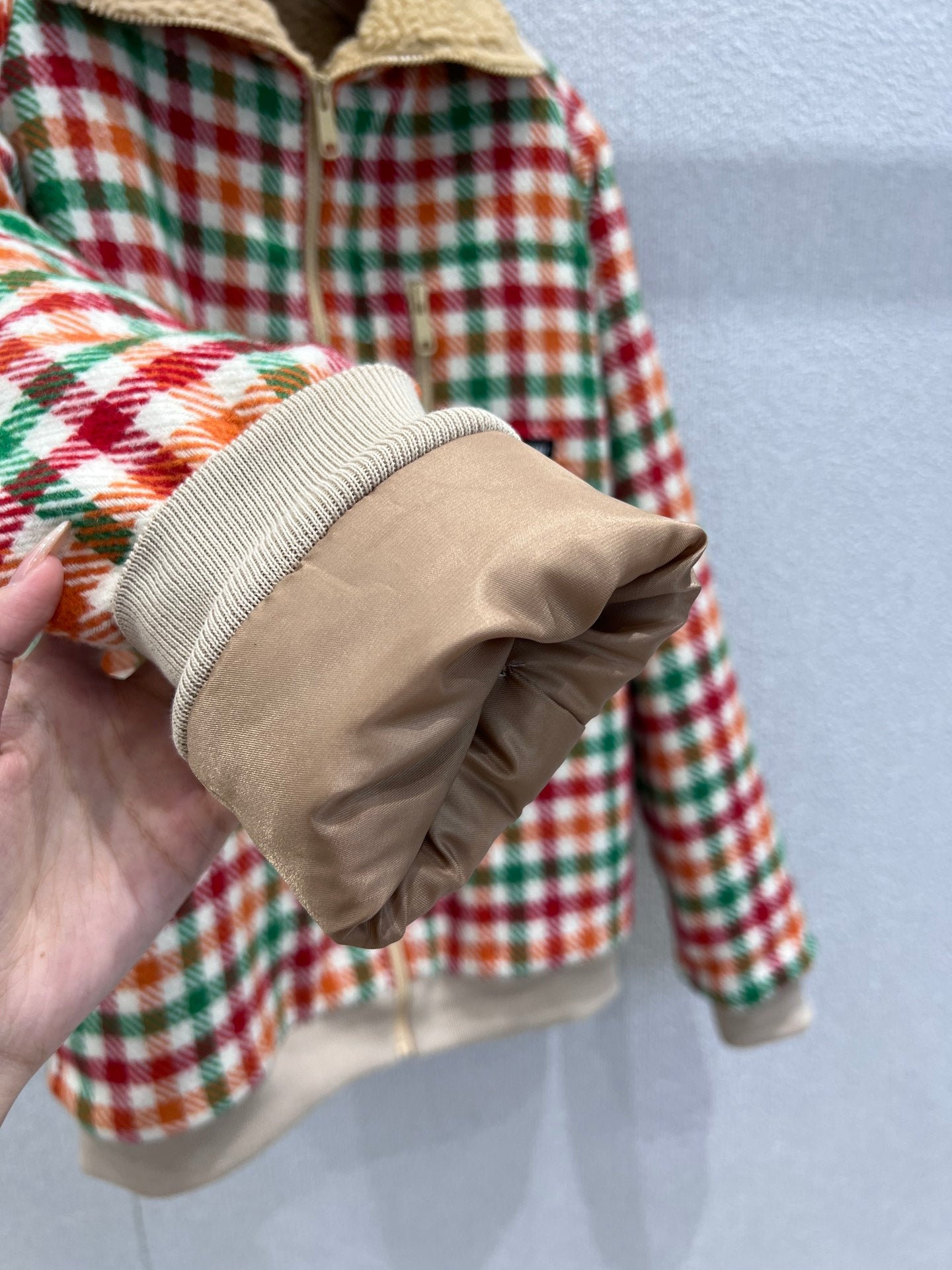 Mi 25Fw new color plaid lamb wool collar jacket jacket