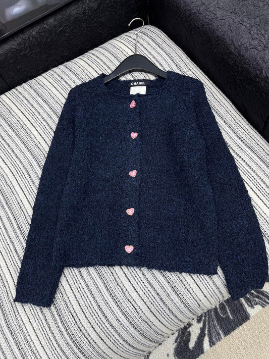 C 25 Love button round neck cardigan