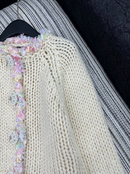 C 25 Handmade large diamond button knitted cardigan