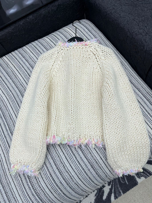 C 25 Handmade large diamond button knitted cardigan