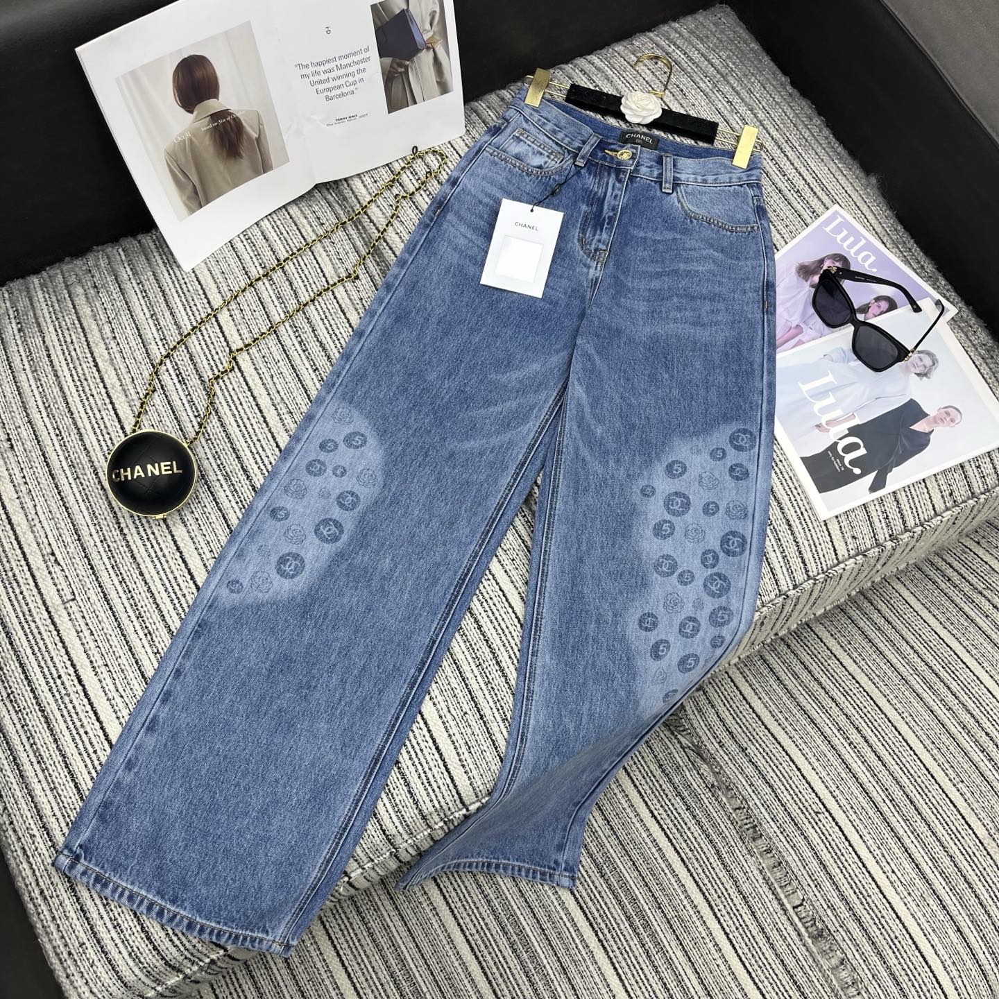 C 25 Logo printed straight leg jeans