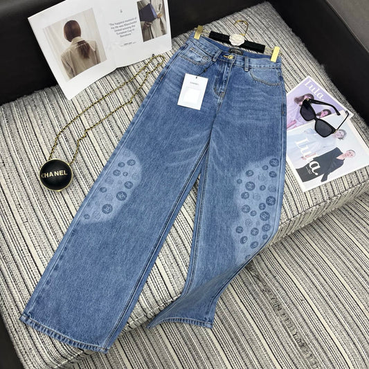 C 25 Logo printed straight leg jeans