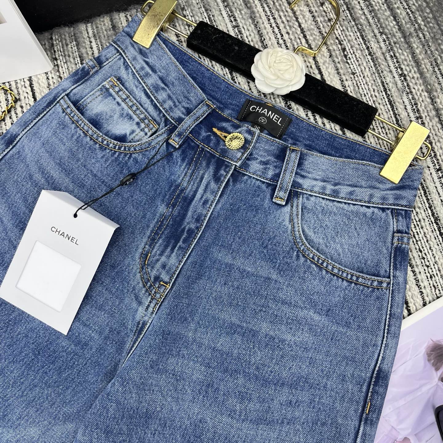 C 25 Logo printed straight leg jeans