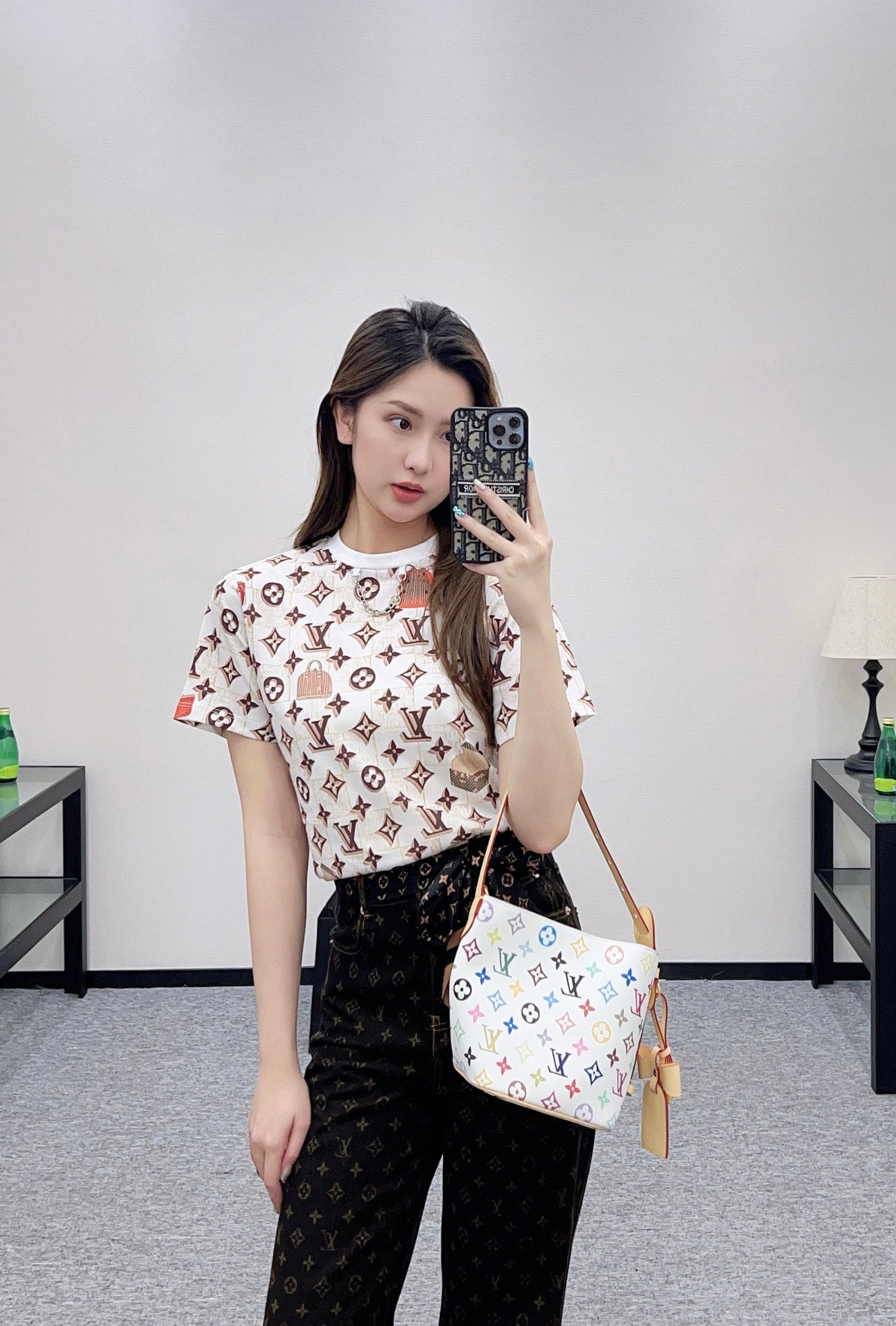 L 25 Luggage Print Chain Short Sleeves