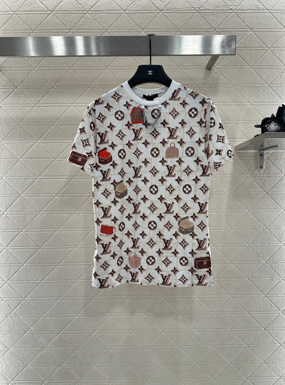 L 25 Luggage Print Chain Short Sleeves