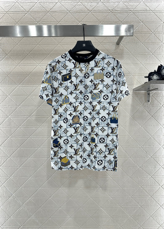 L 25 Luggage Print Chain Short Sleeves
