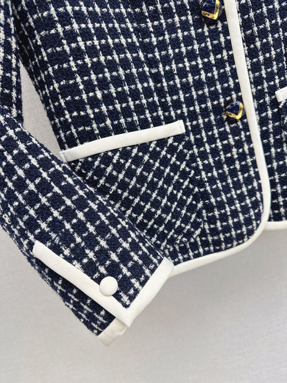 Mi 25 Woven Tweed Jacket + Bow Tie Trimmed Shorts Set