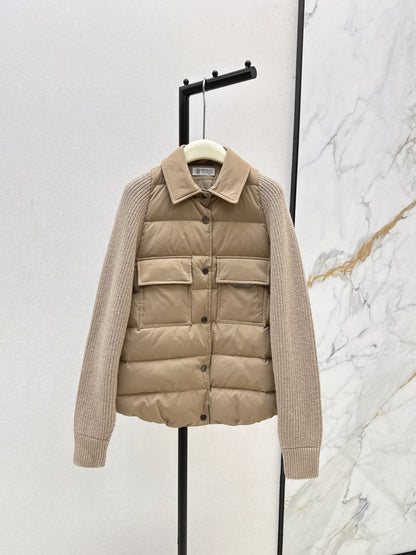 Bru 25 New Knit Sleeve Down Jacket(WHITE/BROWN)