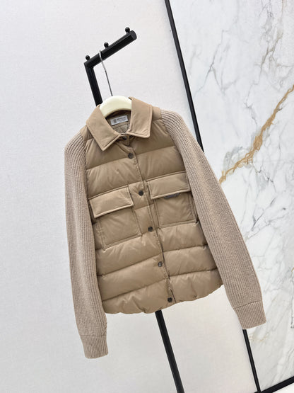 Bru 25 New Knit Sleeve Down Jacket(WHITE/BROWN)
