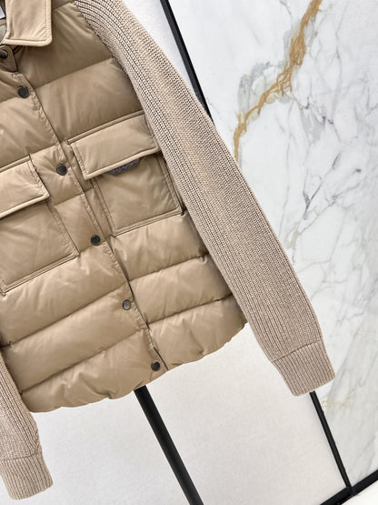 Bru 25 New Knit Sleeve Down Jacket(WHITE/BROWN)