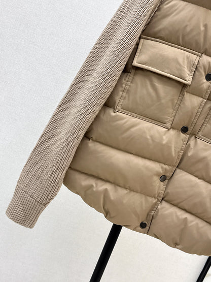 Bru 25 New Knit Sleeve Down Jacket(WHITE/BROWN)