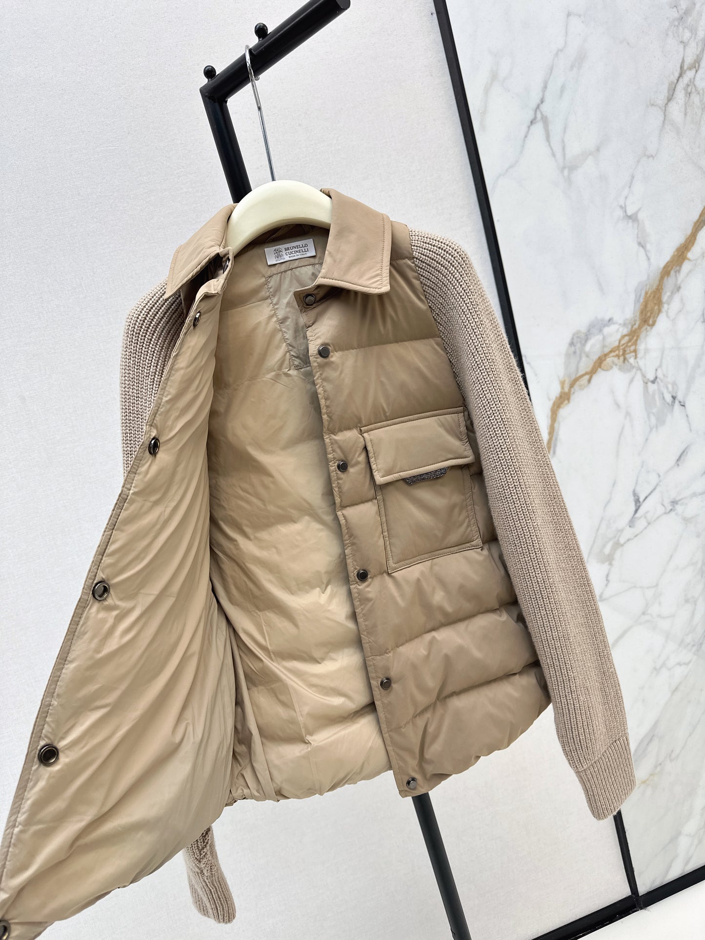 Bru 25 New Knit Sleeve Down Jacket(WHITE/BROWN)