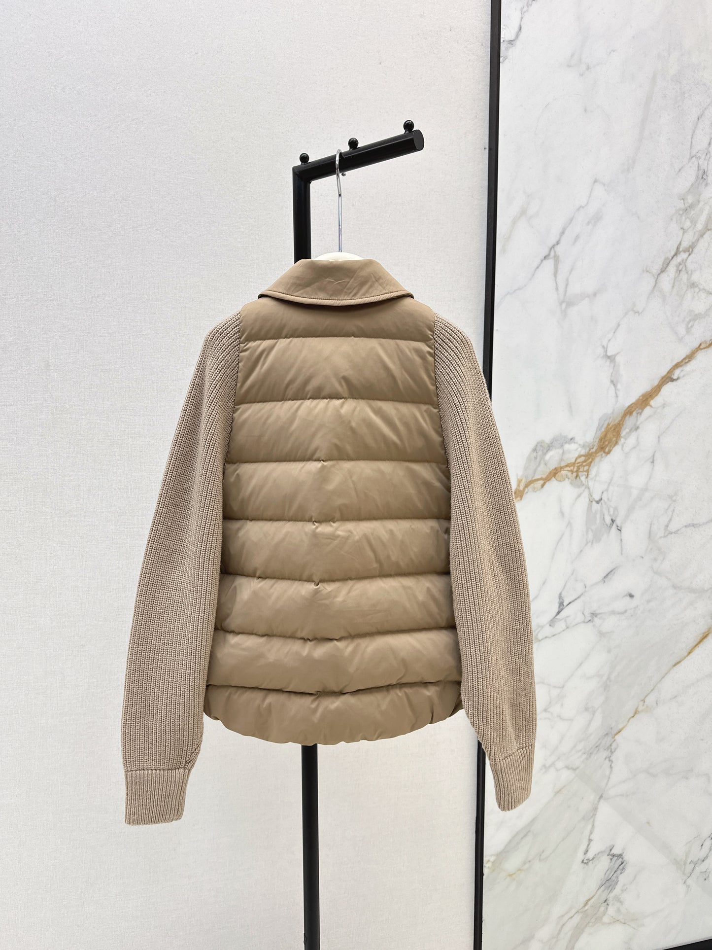 Bru 25 New Knit Sleeve Down Jacket(WHITE/BROWN)