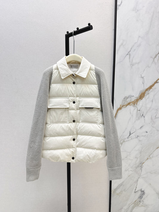 Bru 25 New Knit Sleeve Down Jacket(WHITE/BROWN)