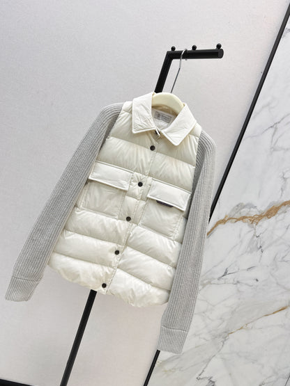 Bru 25 New Knit Sleeve Down Jacket(WHITE/BROWN)