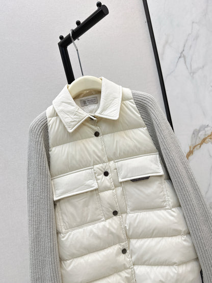 Bru 25 New Knit Sleeve Down Jacket(WHITE/BROWN)