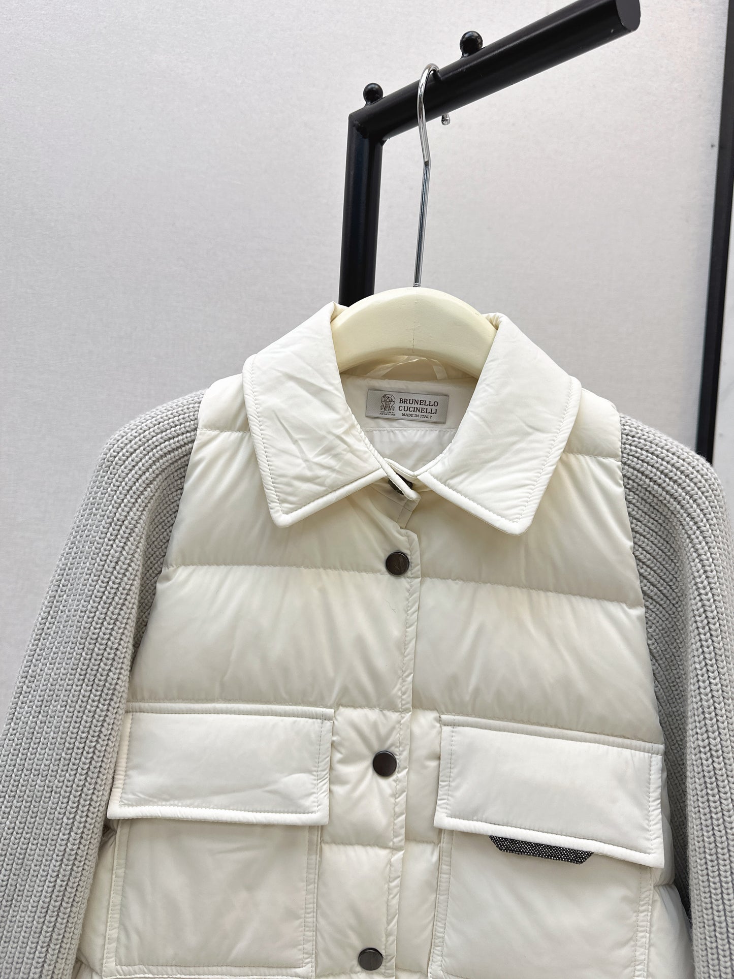 Bru 25 New Knit Sleeve Down Jacket(WHITE/BROWN)