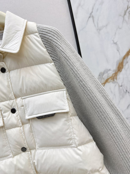 Bru 25 New Knit Sleeve Down Jacket(WHITE/BROWN)