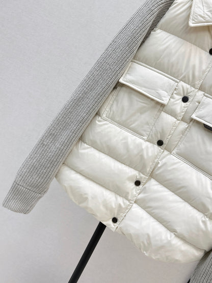 Bru 25 New Knit Sleeve Down Jacket(WHITE/BROWN)